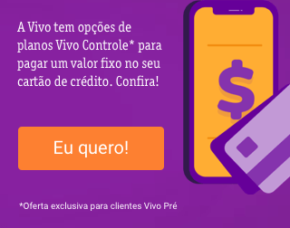 A Vivo tem opções de planos Vivo Controle* para pagar um valor fixo no seu cartão de crédito. Confira! *Oferta exclusiva para clientes Vivo Pré
